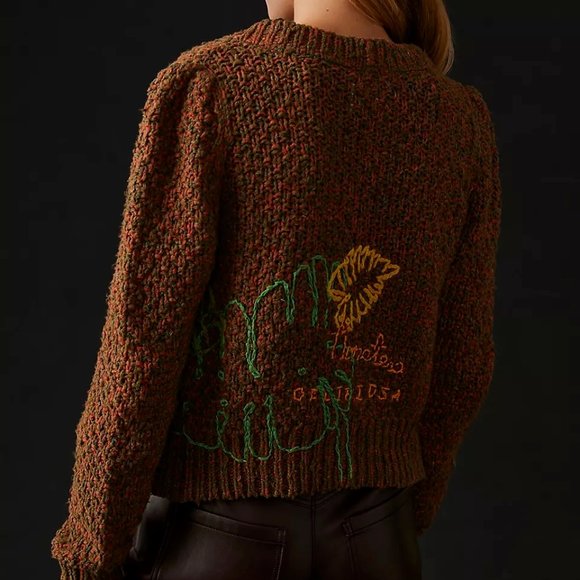 Anthropologie Wendy Wurtzburger Marcella Volini Monstera Cardigan Sweater XXS - Picture 8 of 8
